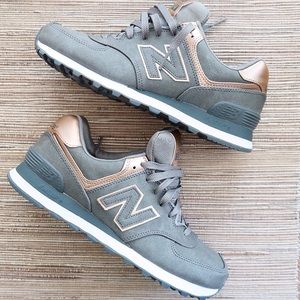 New Balance 574 Gray Metallic Sneakers, 9